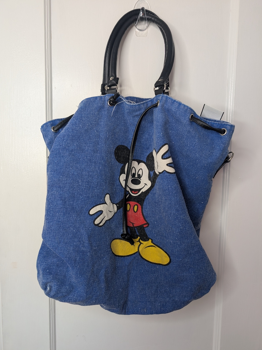 Disney Blue Canvas Tote with Mickey and Black Handles